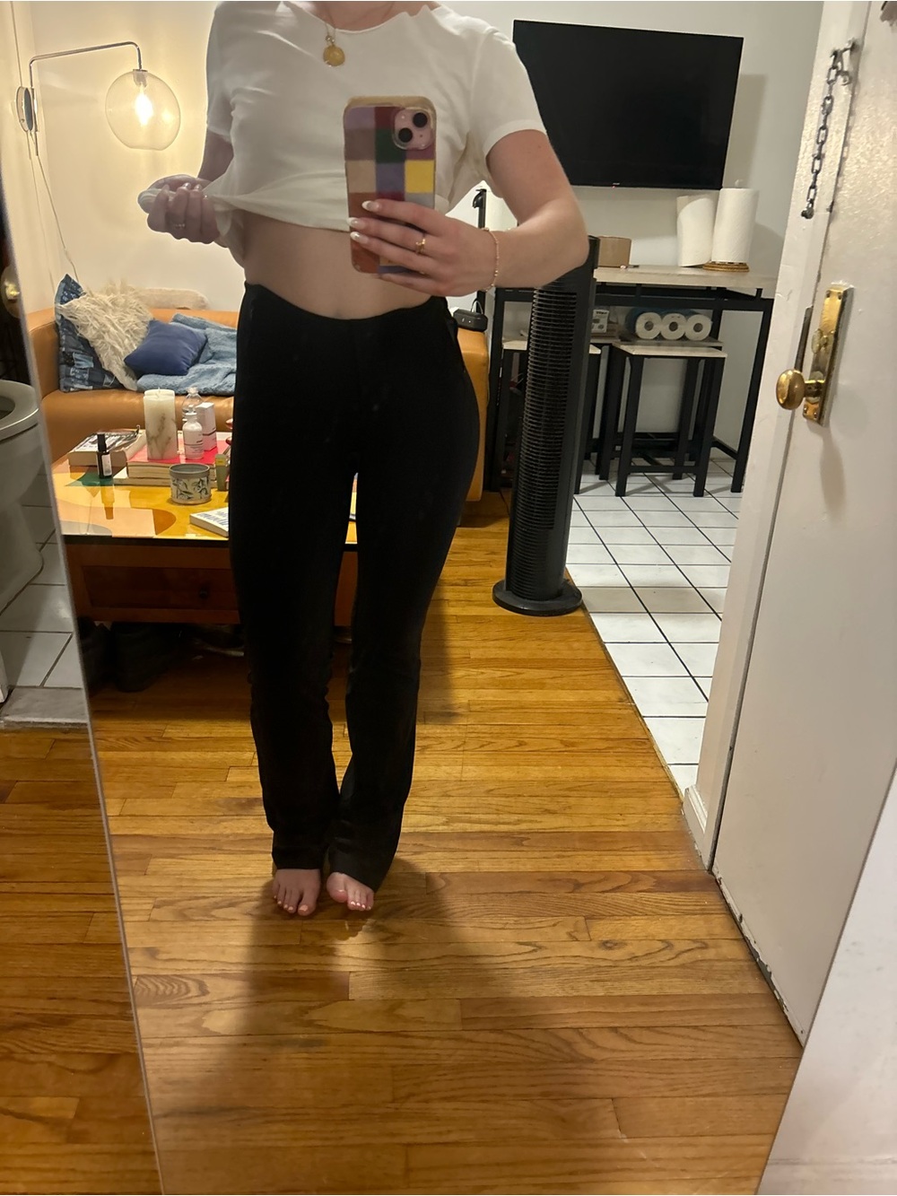 Black High-Rise Straight Leg Pants